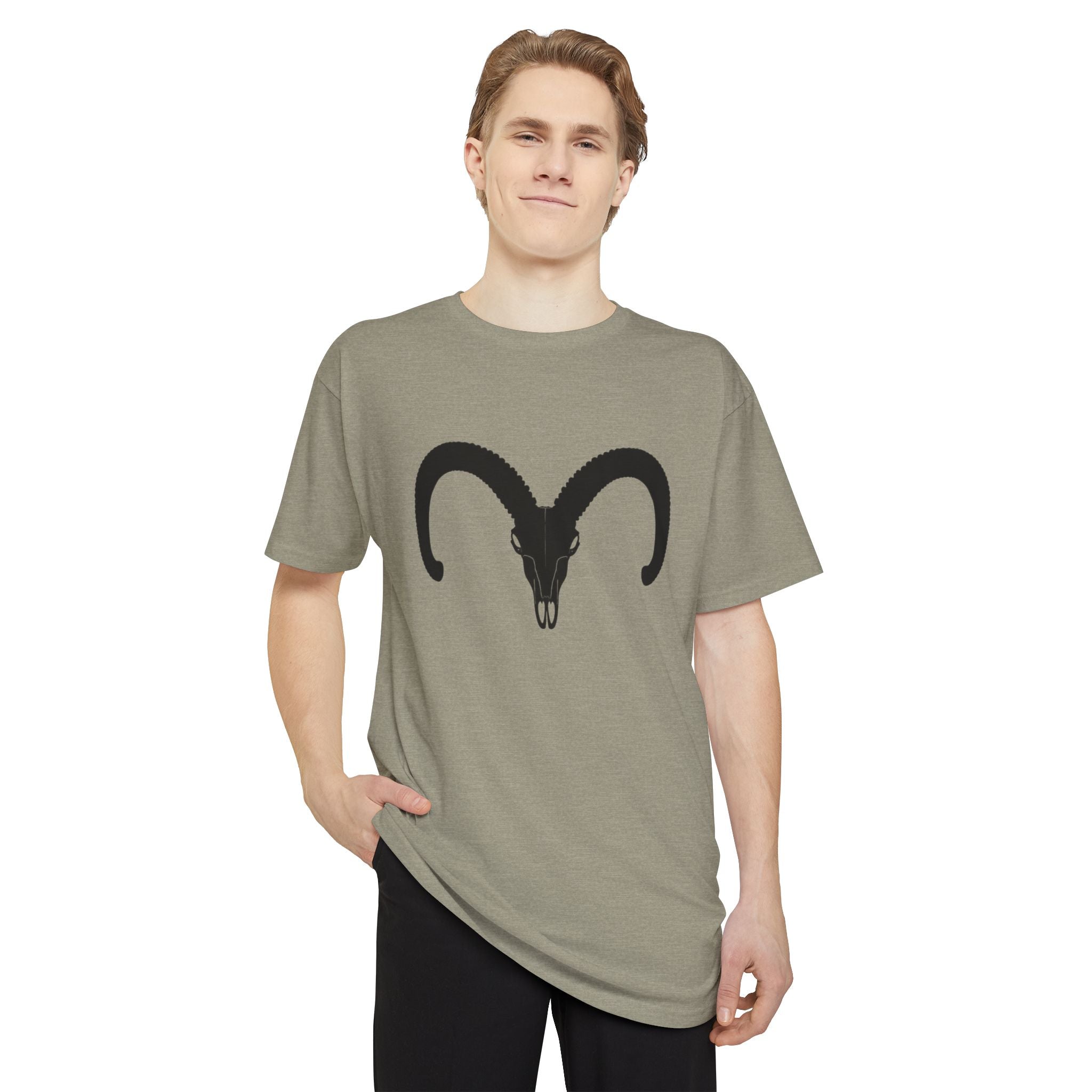 Urban Unisex Long Body Tee with Ram Design - Trendy Streetwear
