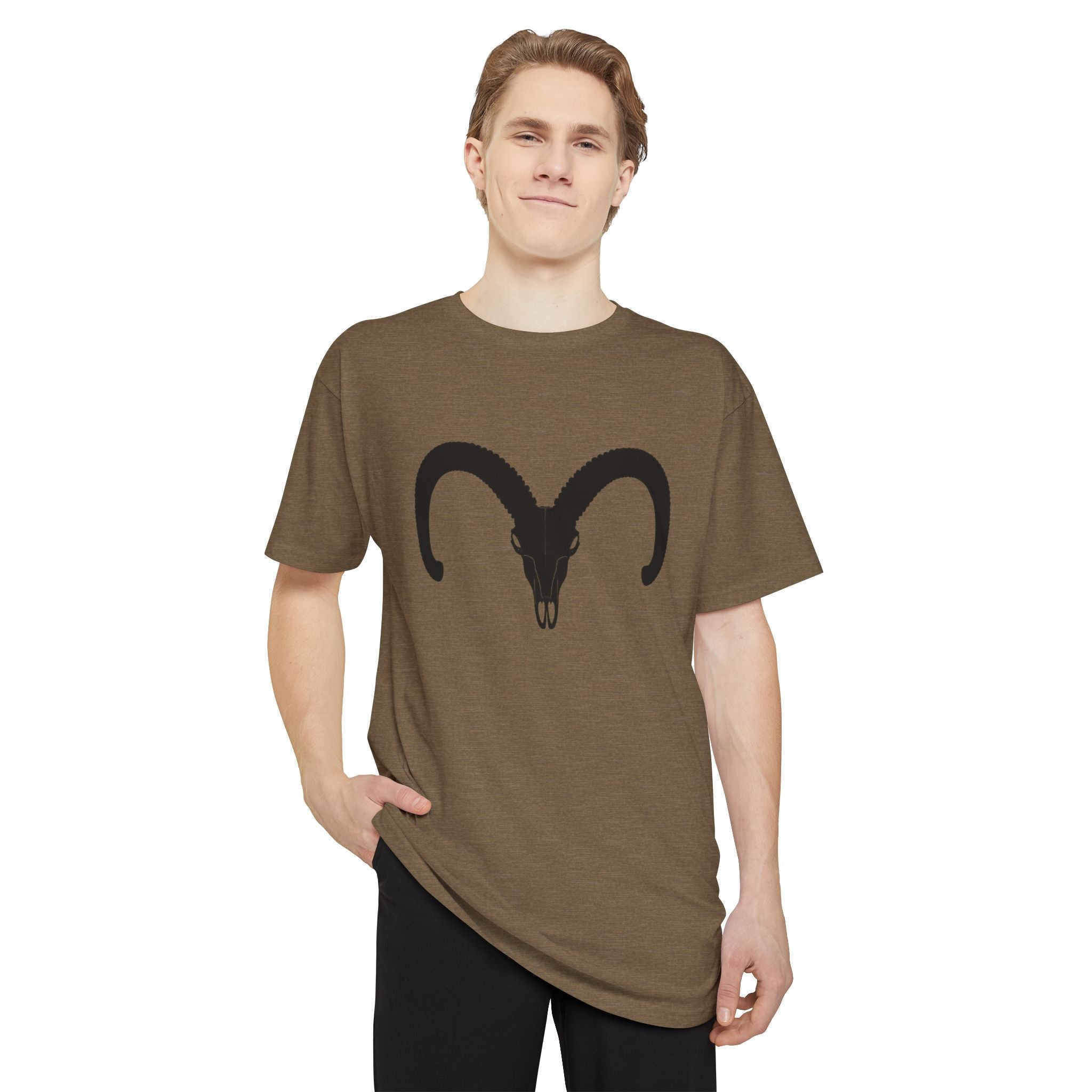 Urban Unisex Long Body Tee with Ram Design - Trendy Streetwear