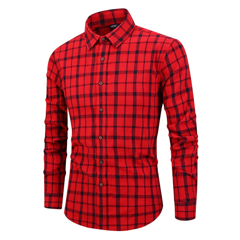 Men Flannel Plaid Buffalo Shirts Long Sleeve with Western Snap Button