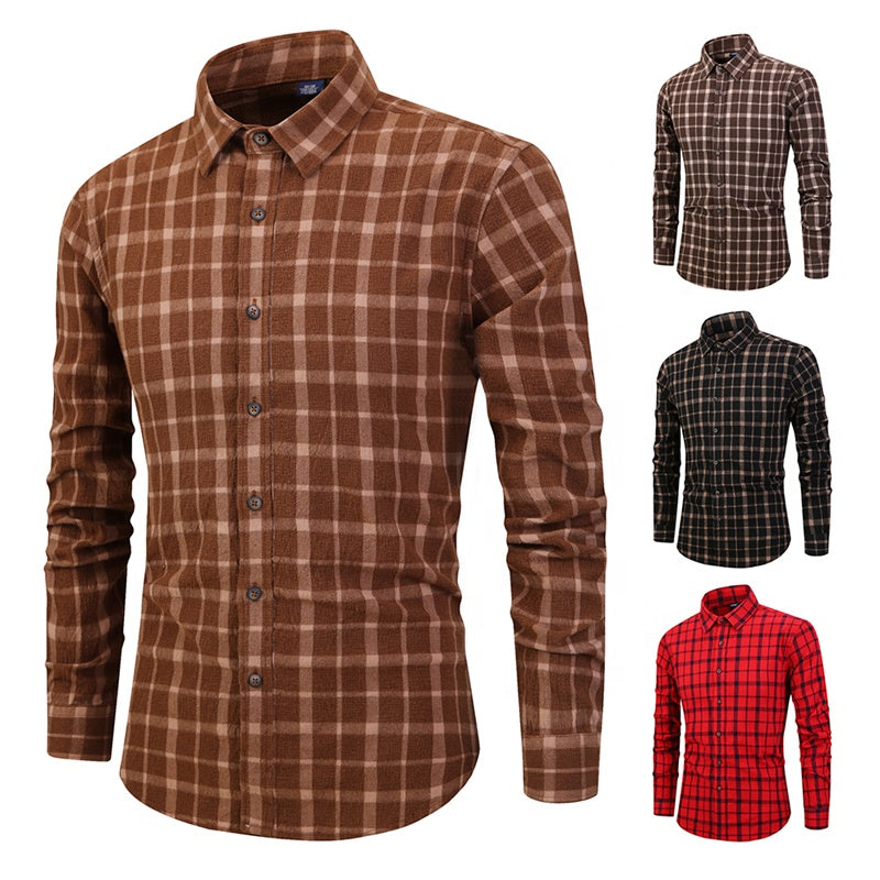 Men Flannel Plaid Buffalo Shirts Long Sleeve with Western Snap Button