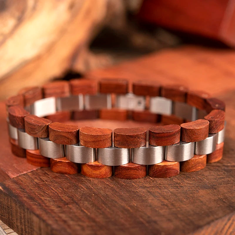 Wooden and Titanium Men's Bracelet