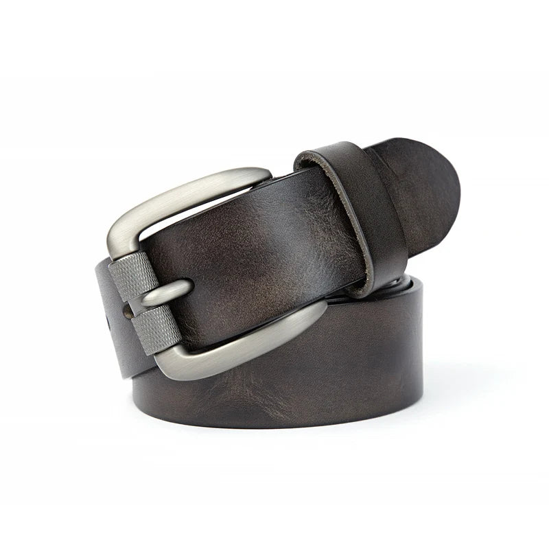 Men's Belt Top Natural Genuine Leather Sturdy Buckle