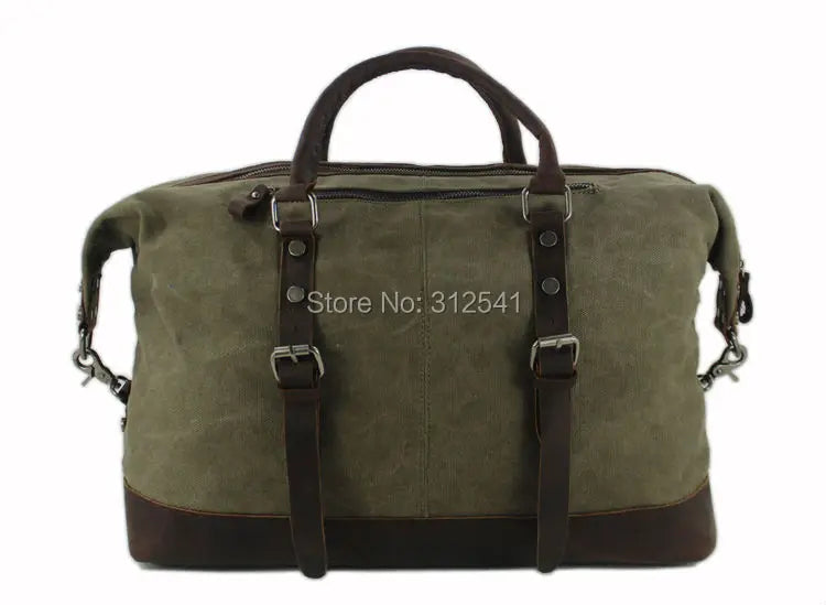 Canvas Leather Men Travel Bags Carry on Luggage- Men's Travel Weekend/Overnight