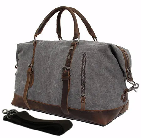 Canvas Leather Men Travel Bags Carry on Luggage- Men's Travel Weekend/Overnight