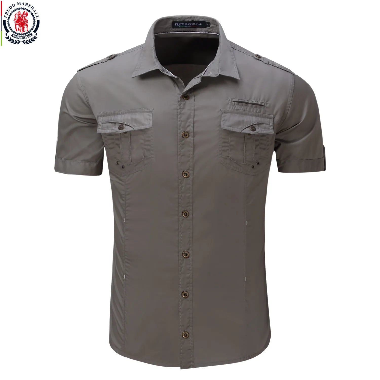 Cargo Shirt Casual Solid Short Sleeve Shirts Multi Pocket Work Shirt